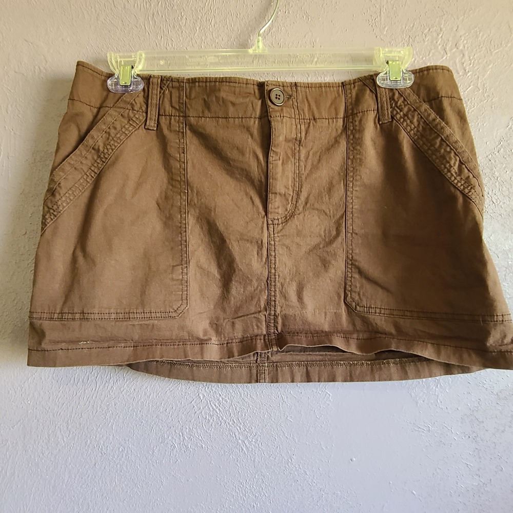 Wild Fable Mini Skirt Women Large Brown Utility Cargo Elastic Back 331054070